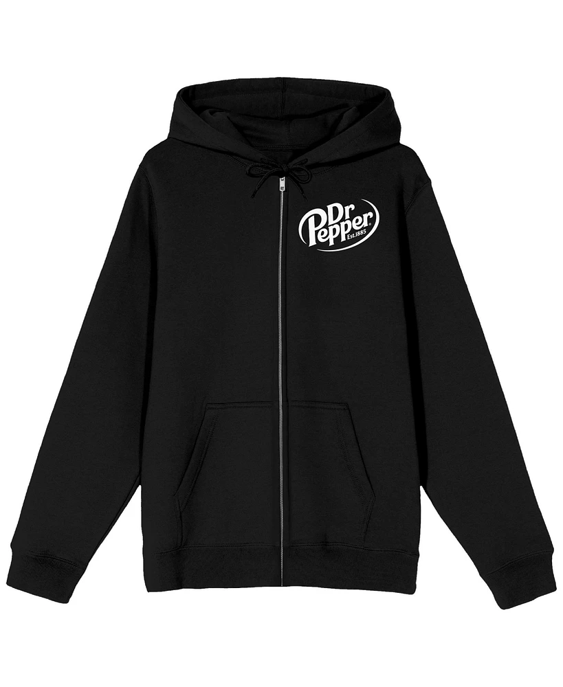 Dr. Pepper Logo Men's Black Zip-Up Hoodie-3XL