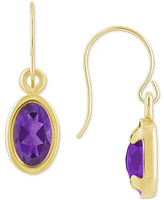 Macy's Oval Gemstone Drop Earrings 10k Yellow Gold or White