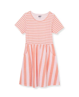Lands' End Girls Plus Short Sleeve Gathered Waist Jersey Dress