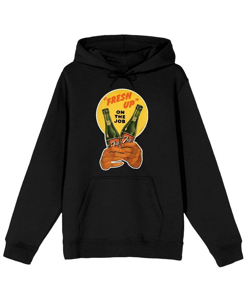 7UP Fresh Up On The Job Long Sleeve Black Adult Hooded Sweatshirt-xxl