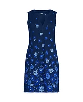 Lands' End Women's Cotton Jersey Notch Neck Dress