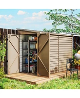 Outsunny 4.6' x 9' Metal Outdoor Storage Shed with Lockable Doors Dark