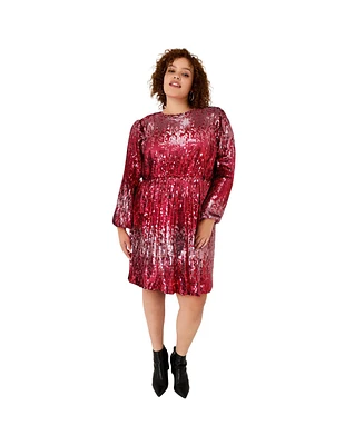 June + Vie Plus Sequin Mockneck Dress