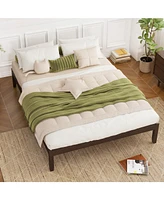Sturdy Wood Bed Frame with Rubber Legs and Slat Support