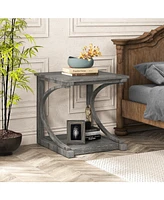 C-shaped 2 Tier Square End Table Sofa Side Table