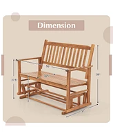 Patio Glider Loveseat Chair Swing Rocking Bench with Slatted Seat & Curved Backrest