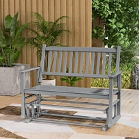 Patio Glider Loveseat Chair Swing Rocking Bench with Slatted Seat & Curved Backrest