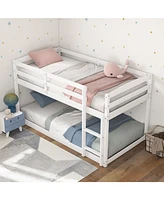 Bunk Bed with High Guardrails and Integrated Ladder