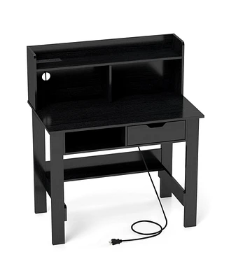 Computer Desk with Power Outlets, Usb Ports, and Type-c for Convenient Charging and Workspace Organization