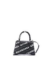 Pre-Owned Balenciaga Small Hourglass Top Handle Bag Monogram Coated Canvas