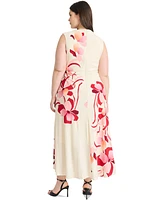 Maggy London Plus Floral-Print Maxi Dress