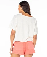 Roxy Juniors' Cotton Palm Stripe Crewneck Tee
