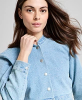 And Now This Women's Floral-Embroidered Denim Jacket, Exclusively at Macy's