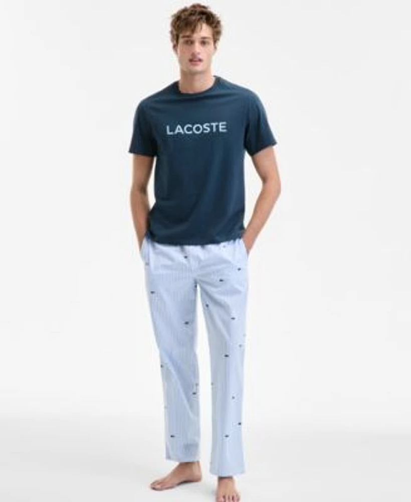 Lacoste Mens Pajama Pants Crewneck T Shirt Separates
