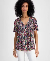 Tommy Hilfiger Women's Pintucked Floral-Print Top