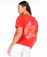 Roxy Juniors' Cotton Hibiscus Lover Crewneck Tee