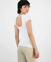 Boss Orange Women's Crewneck Cutout-Back Cap-Sleeve Top