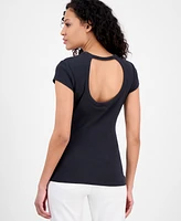 Boss Orange Women's Ribbed Open-Back Short-Sleeve Jersey Top