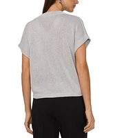 Vince Camuto Women's V-Neck Shine Short-Sleeve Sweater