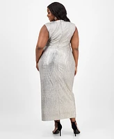 Connected Plus Cowlneck Sleeveless Long Dress