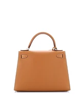 Pre-Owned HERMES Kelly 28 Handbag Brown Epsom with Palladium Hardware