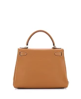 Pre-Owned HERMES Kelly 28 Handbag Clemence with Palladium Hardware