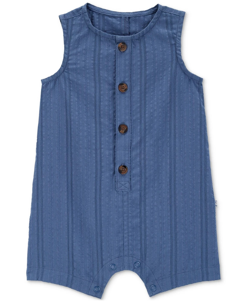 Carter's Baby Boys Button-Down Cotton Romper