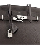 Pre-Owned HERMES Birkin 30 Handbag Grey Clemence with Palladium Hardware