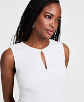 Bar Iii Women's Sleeveless Cutout Ribbed Bodysuit, Exclusively at Macy's