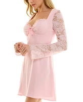 B Darlin Juniors' Lace-Sleeve Mini Dress