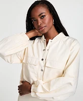Bar Iii Women's Long-Sleeve Bubble-Hem Cargo Jacket, Exclusively at Macy's