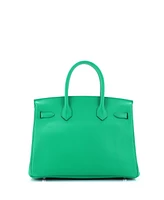 Pre-Owned Hermes Birkin 30 Handbag Green Epsom with Palladium Hardware