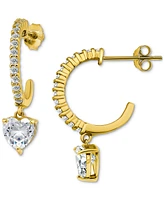 Giani Bernini Cubic Zirconia Heart Hoop Earrings (3-1/20 ct. t.w.) 18k Gold over Sterling Silver