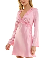 B Darlin Juniors' Satin Lace-Trim V-Neck Dress