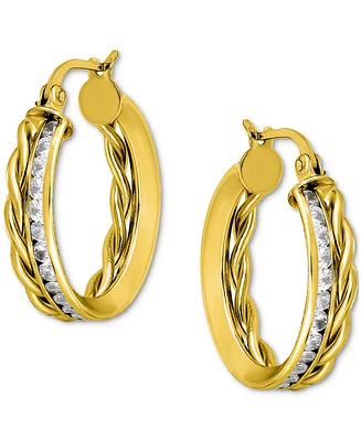 Giani Bernini Cubic Zirconia Channel-Set Hoop Earrings (3-1/4 ct. t.w.) 18k Gold over Sterling Silver
