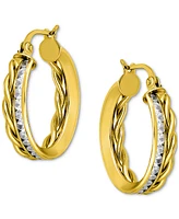 Giani Bernini Cubic Zirconia Channel-Set Hoop Earrings (3-1/4 ct. t.w.) 18k Gold over Sterling Silver