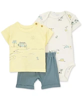 Carter's Baby Boys Cotton Beach T-Shirt, Printed Bodysuit & Shorts, 3 Piece Set