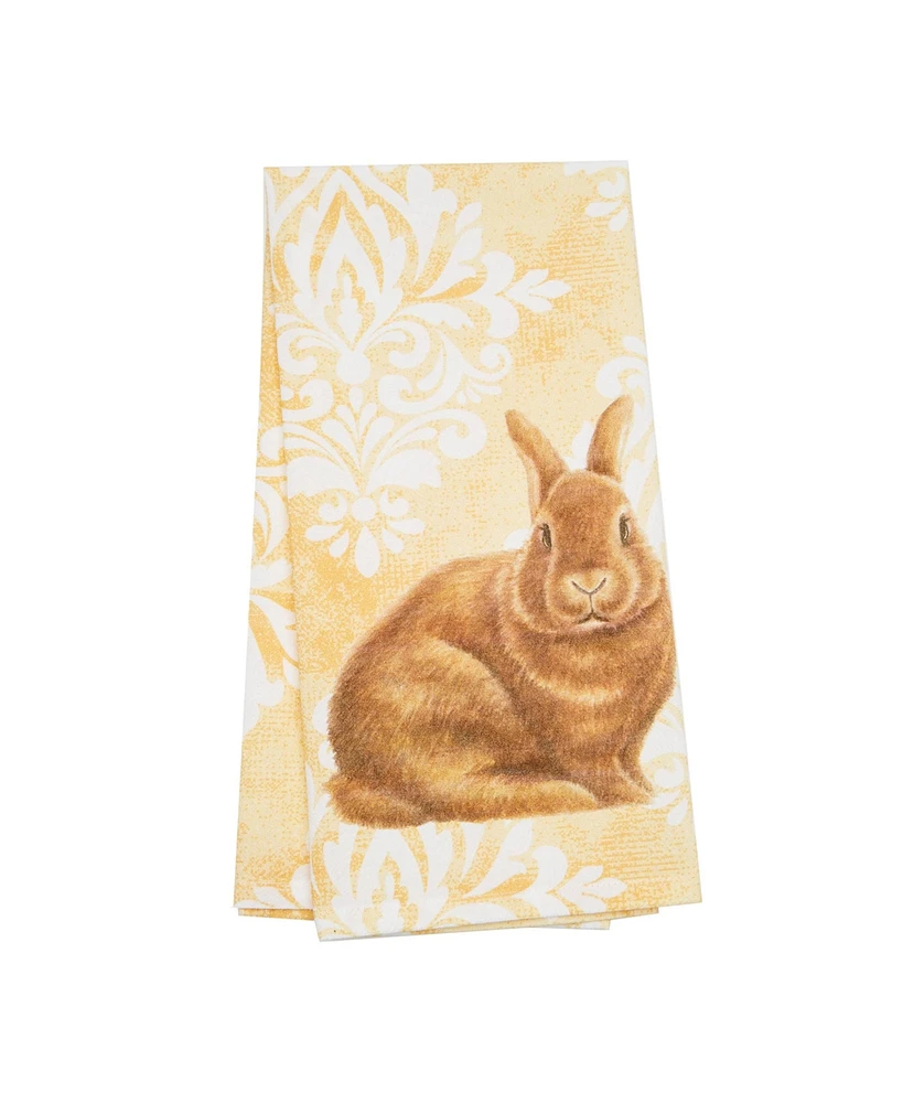 Damask Yellow Bunny Cotton Kitchen Towel