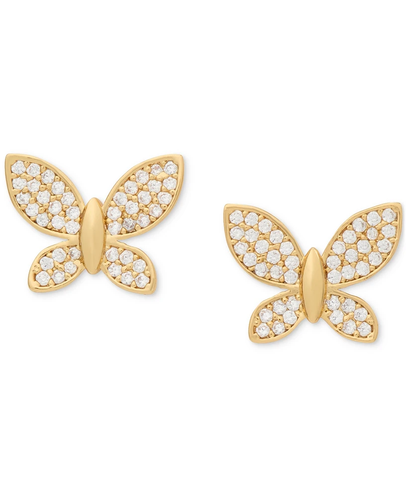 Kate Spade New York Lucky Charm Gold-Tone Pave Crystal Butterfly Stud Earrings