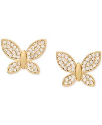 Kate Spade New York Lucky Charm Gold-Tone Pave Crystal Butterfly Stud Earrings