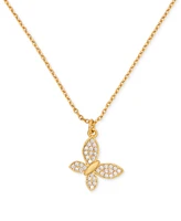 Kate Spade New York Lucky Charm Gold-Tone Pave Crystal Butterfly Pendant Necklace, 16" + 3" extender