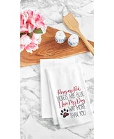 Valentine's Day "Love My Dog More" Pawprint Flour Sack Kitchen Dishtowel