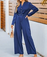 Women's Chic Belted Wide-Leg Jumpsuit