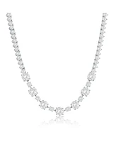 Sterling Silver, Alternating Round Cz Tennis Necklace