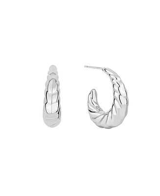 And Now This Silver and Gold Twisted Puff J Hoop Earrings