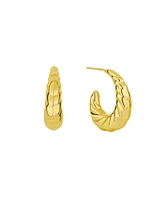 and Now This Silver Gold Twisted Puff J Hoop Earrings