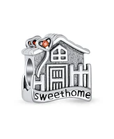 Bling Jewelry Sweet Home Flower Heart Charm Bead New Homeowner in Sterling Silver