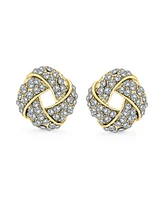 Bling Jewelry Twist Braided Crystal Love Knot Clip-On Earrings for Non-Pierced Ears