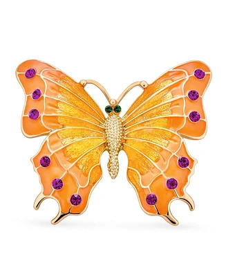 Bling Jewelry Large Red Crystal Two-Tone Butterfly Brooche Pin with Gold Tone & Silver Tone Accents