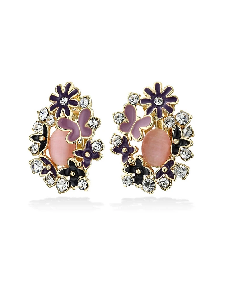 Bling Jewelry Green Pink Black Multi Color Button Style Clip-On Earrings Non-Pierced Ears
